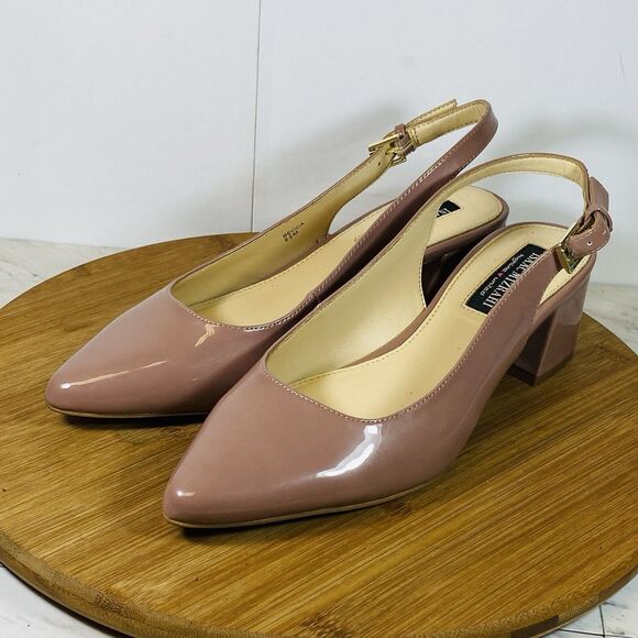 Isaac Mizrahi Women's Becca Pink Patent Leather Pumps With Ankle Strap Size 8.5M - Picture 1 of 6